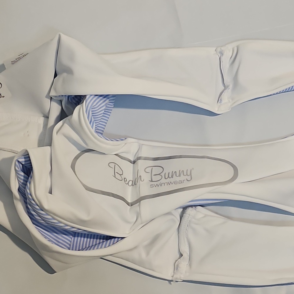 Beach Bunny Stephanie Size 2XL Blue White Stripe Full Bikini Bottom Swim - Picture 6 of 6